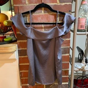 Express | Silver Off the Shoulder Strappy Top